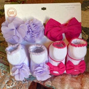 Wonder Nation Baby Girl Socks & Matching Bow 0-12 months